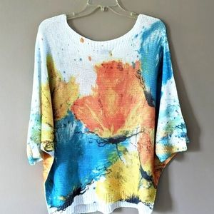 Luisa Ricci watercolor cold shoulder summer sweater mint like new Italy